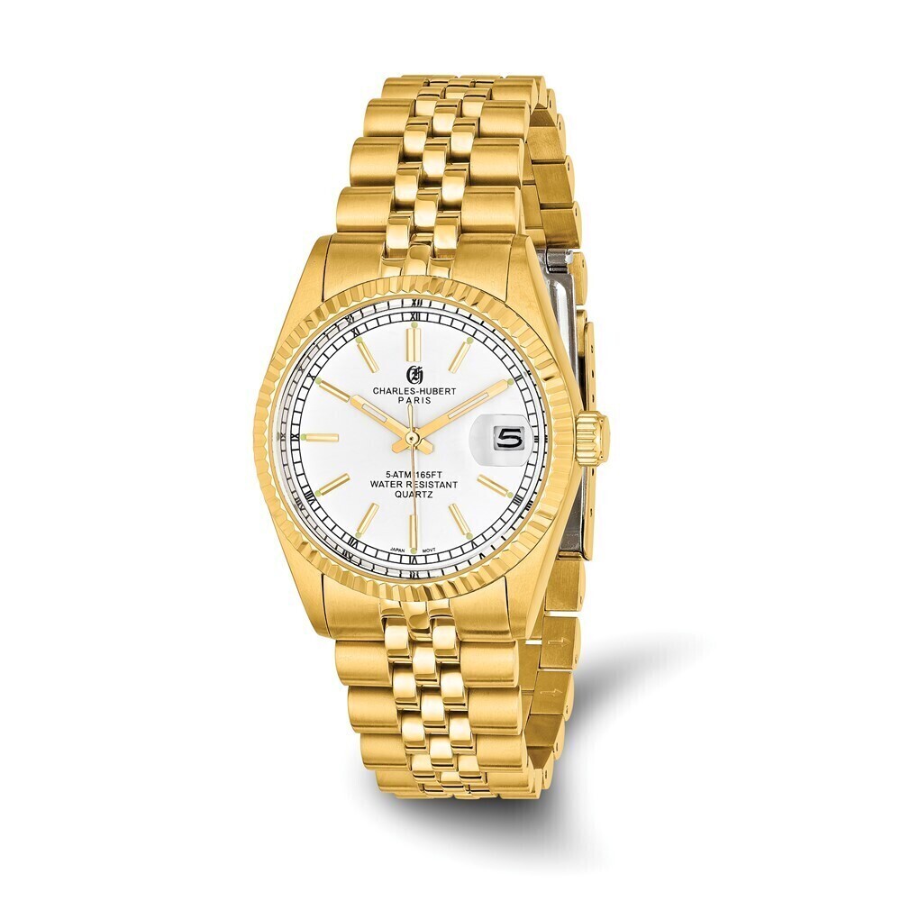 Kazi Luxury Mens Charles Hubert IP-plated Off-white Dial Watch